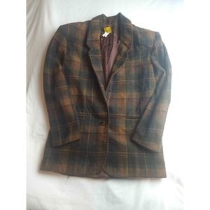 David Paul New York Blazer Jacket Womens S Plaid Wool Blend Heritage Academia